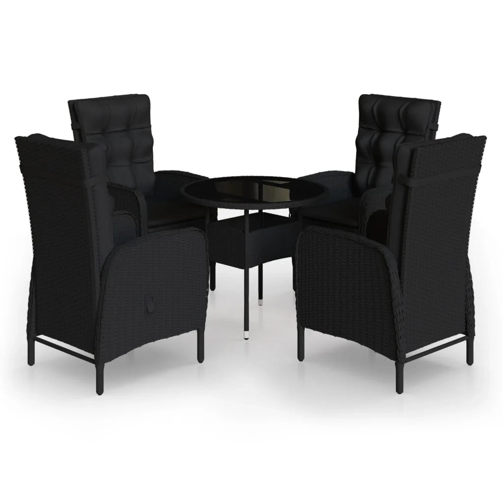 Set da Bistrot per Giardino 5 pz in Polyrattan Nero 3058552