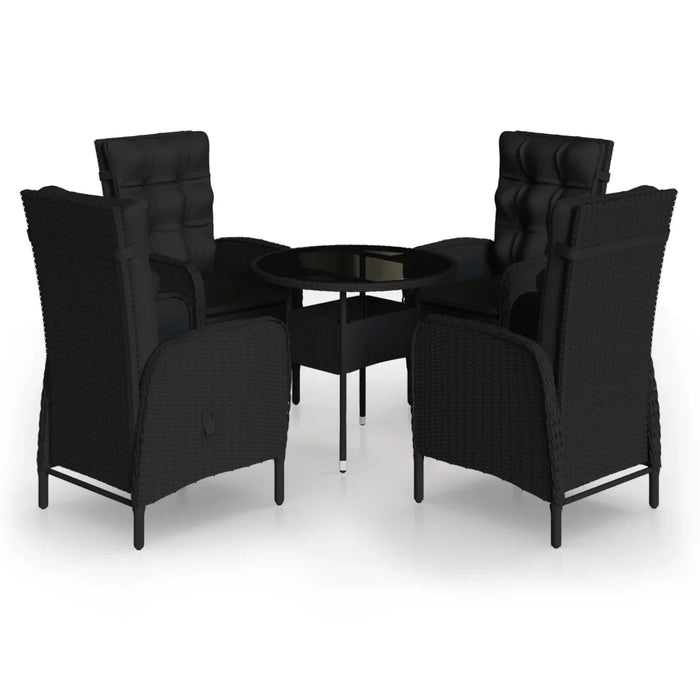 Set da Bistrot per Giardino 5 pz in Polyrattan Nero 3058552