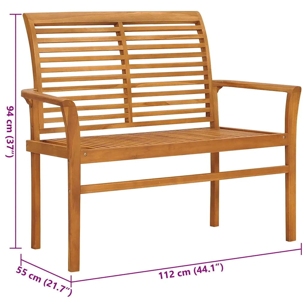 Panca da Giardino con Cuscino Rosso Vino 112 cm Legno di Teak 3062658