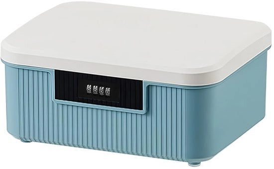 Documenti protetti, contenitore acqua e polvere 9L con chiusura a chiave, doppio cassetto, impermeabile e resistente al furto per documenti e certificati importanti (blu)
