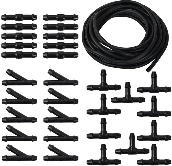 Kit di Slang per Irrigazione Universale - Lunghezza 5m - Connesioni di Slang - Materiale Rubber/ABS - Slang per Raccordo Anteriore - Nero - Sproeierslang