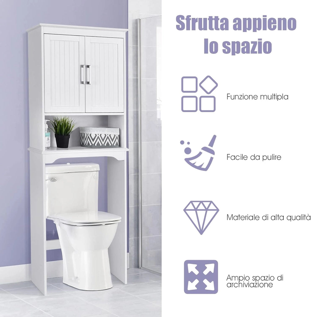Mobile per Lavatrice, Mobile Salva Spazio Sopra WC, Organizer Bagno con 3 Mensole, Scaffale Bagno con Mensole Regolabile