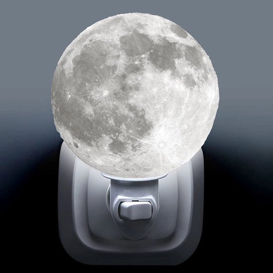 Lampada notturna a forma lunare, pronta all'uso, 10,2 cm, lampada LED 3D stampata, adatta per la decorazione di camera e camera da letto.