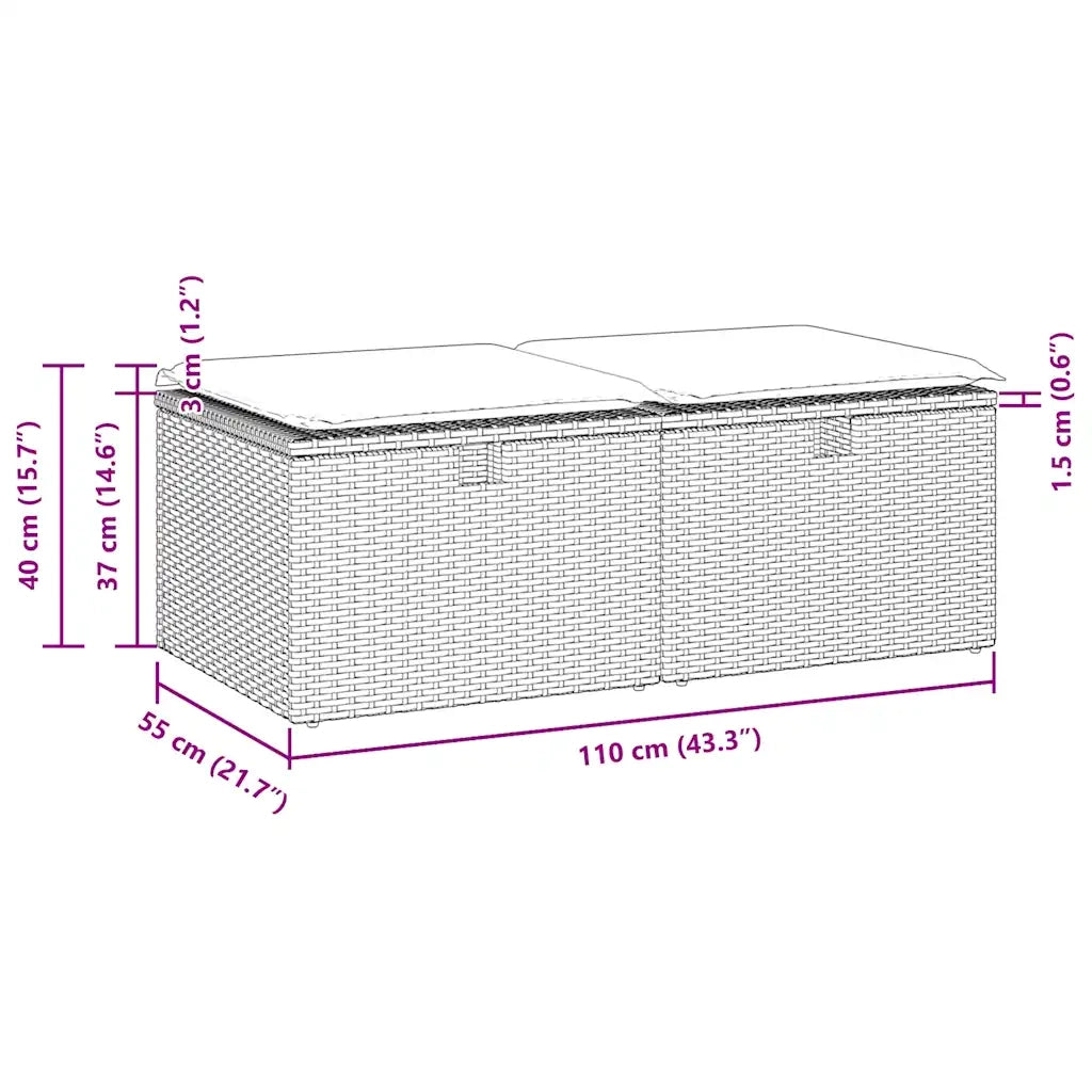 Set Divano da Giardino 2 pz con Cuscini-Sofa da Giardino-Divanetto da esterno Beige Polyrattan Acacia 445323