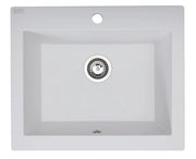 Lavello a vasca singola con grembiule – lavello ceramica 63×49 cm, sifone salvaspazio incluso