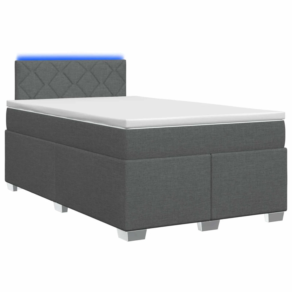 Letto con Box Spring, Materasso e LED Grigio Scuro 120 x 190 cm 3451904