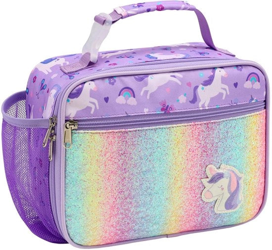 Borsa Isolante per Picnic per Bambini - Grande Termos per Ragazze con Contenitore per Flaconi, Borsa Impermeabile per Bambini, Termos per Picnic, Scuola, Unicorno Blu