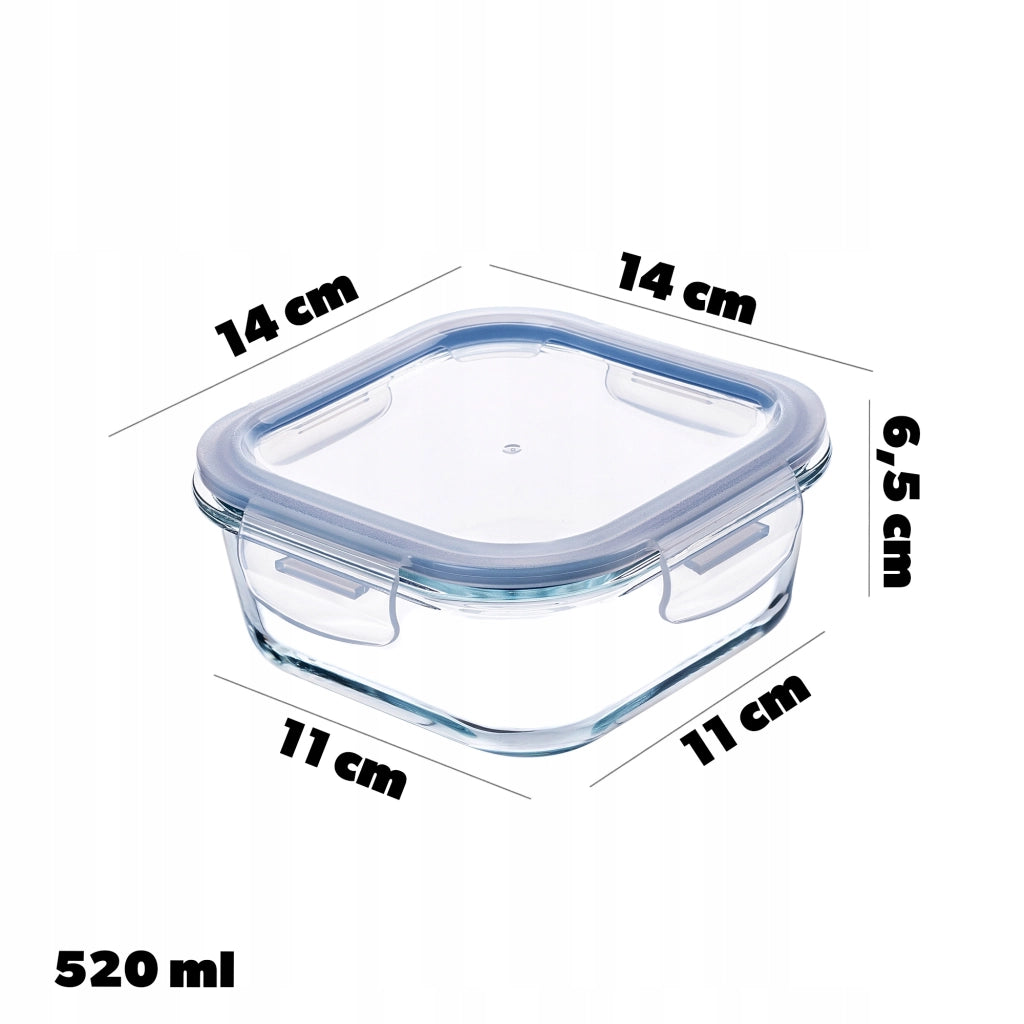 Contenitore per alimenti in vetro KADAX da 520 ml con coperchio, ideale per il pranzo o la colazione.