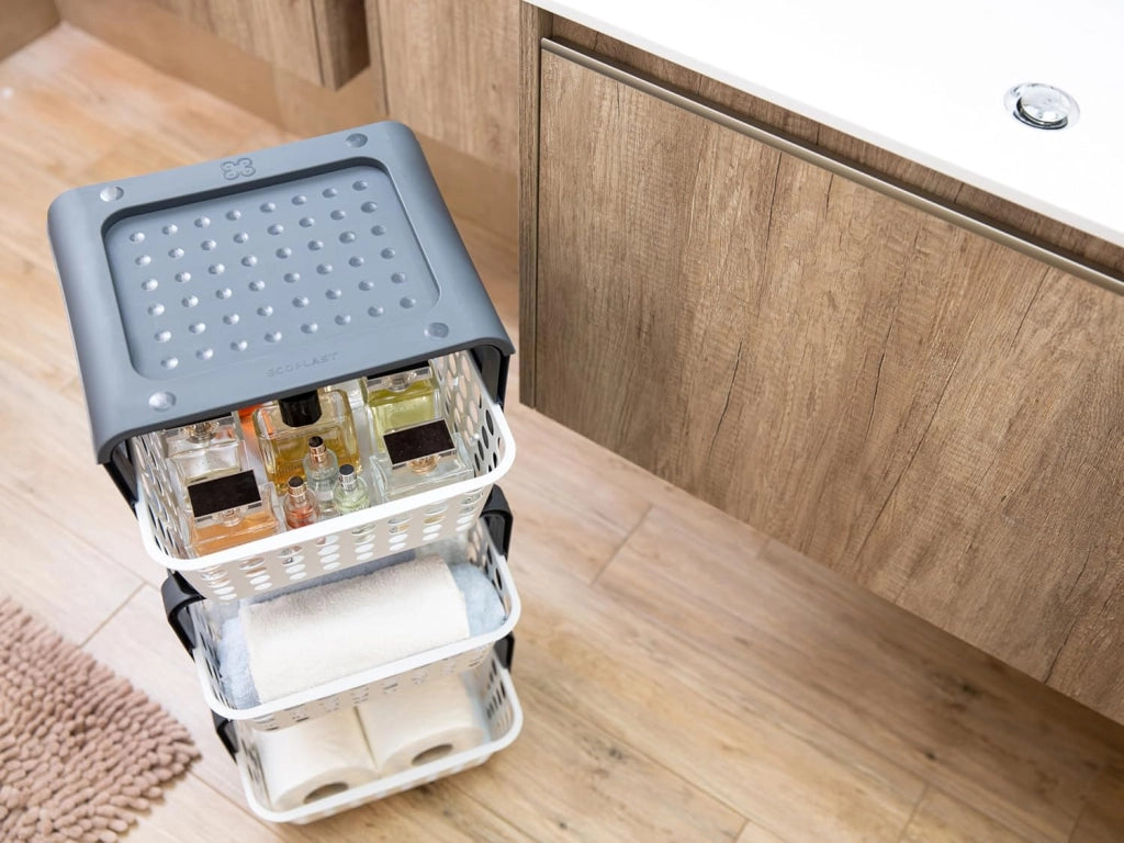 CARRELLO DA CUCINA CON CESTELLI 'MODULA' col. ghiaccio  - ECOPLAST