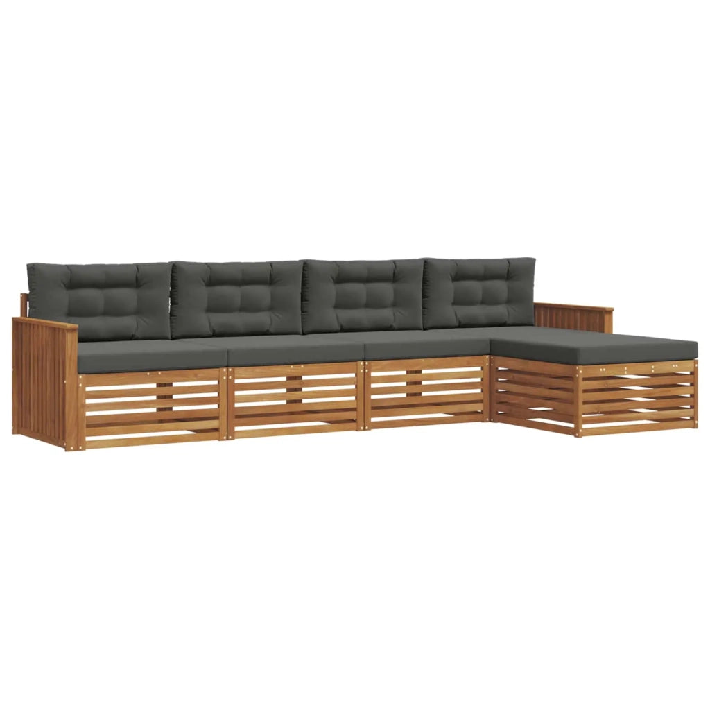 Set di divani da esterno con cuscino 5 pcs Naturale e Antracite
