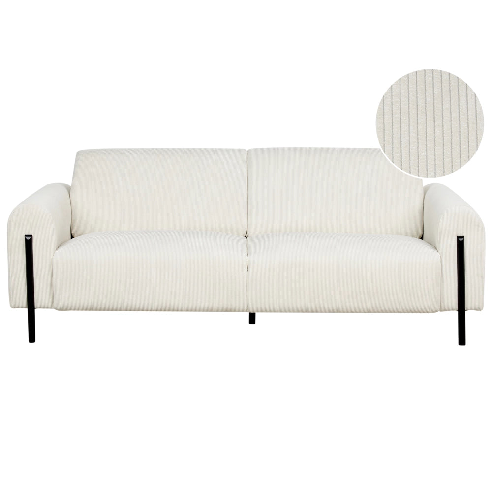 Divano 3 posti rivestito in velluto bianco schienale regolabile stile moderno