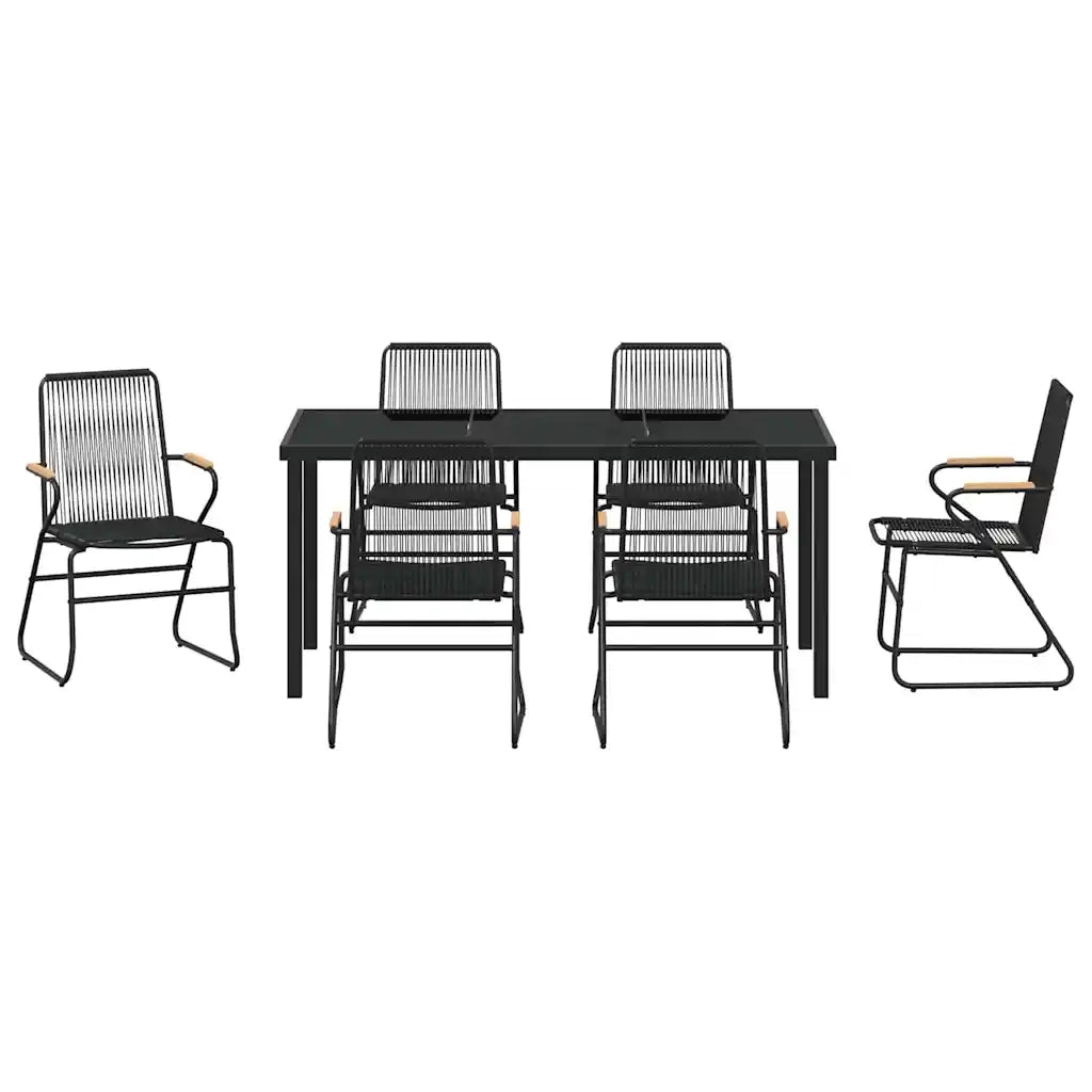 Set da Pranzo per Giardino 7 pcs Nero 3379174