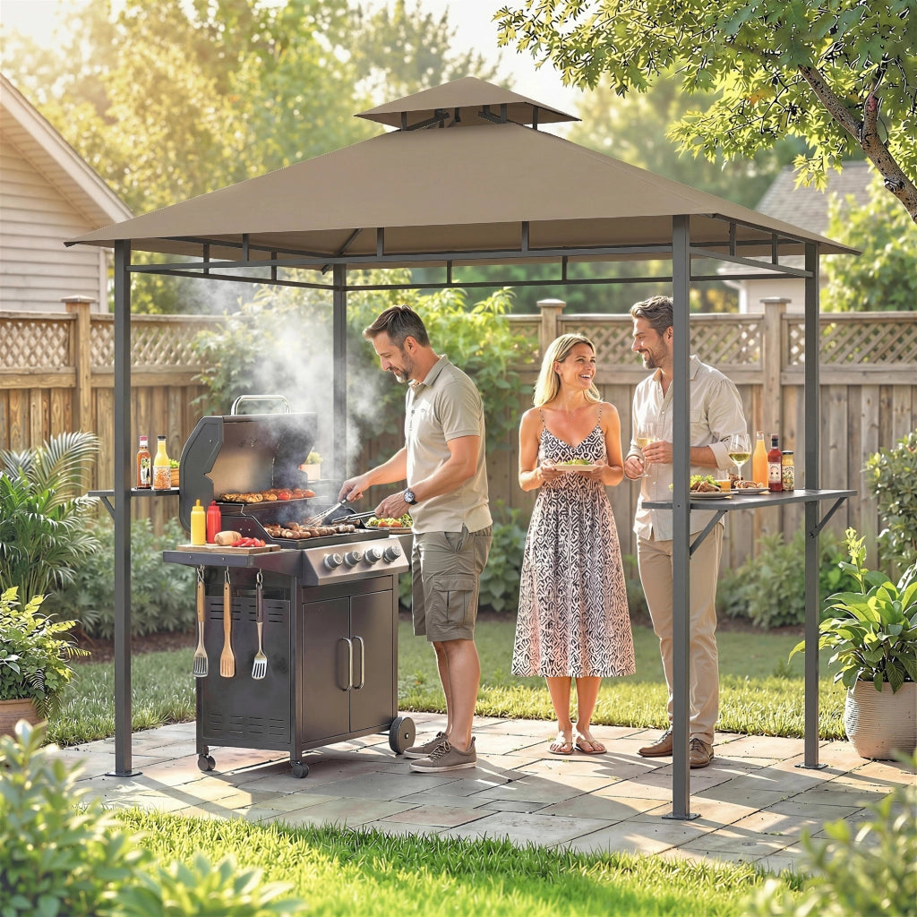 Tonnella Barbecue da Giardino ¨C Zephmum ¨C Marrone 245x146x255cm in Metallo