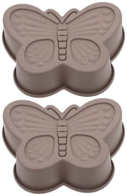 Due pezzi di forma per torte in silicone con superficie non aderente, adatta per torte, materiale sicuro per alimenti con disegno creativo di farfalla.