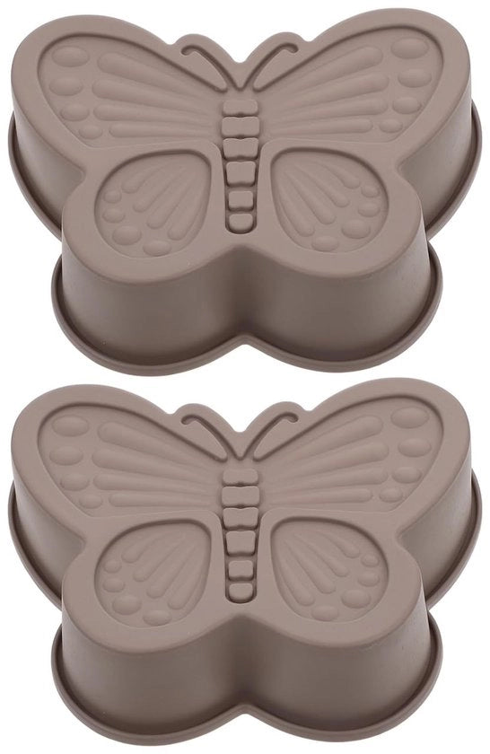 Due pezzi di forma per torte in silicone con superficie non aderente, adatta per torte, materiale sicuro per alimenti con disegno creativo di farfalla.