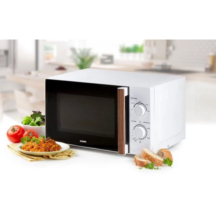 Forno microonde DOMO DO2720 - 20L - 700W - Timer 35 min - Funzione scongelamento - L44 x P35,8 x H 25,8 cm - Finitura legno bianco