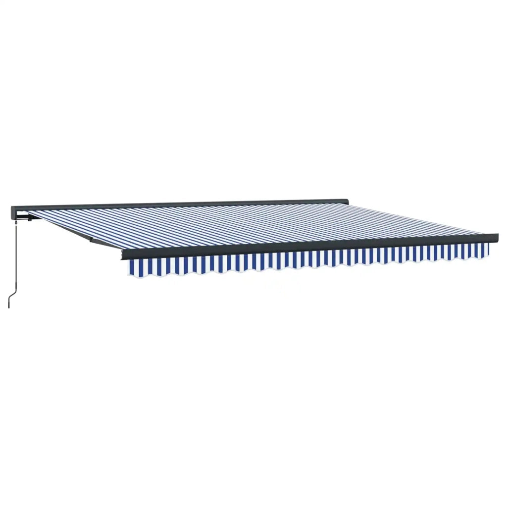 Tenda Retrattile Blu e Bianco 400 × 300 cm Tela e Alluminio