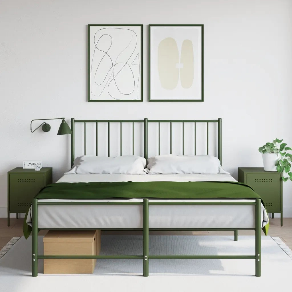 Set di 2 Comodini | Armadio da Notte | Mobiletto da notte Verde Oliva 36x39x50,5 cm in Acciaio