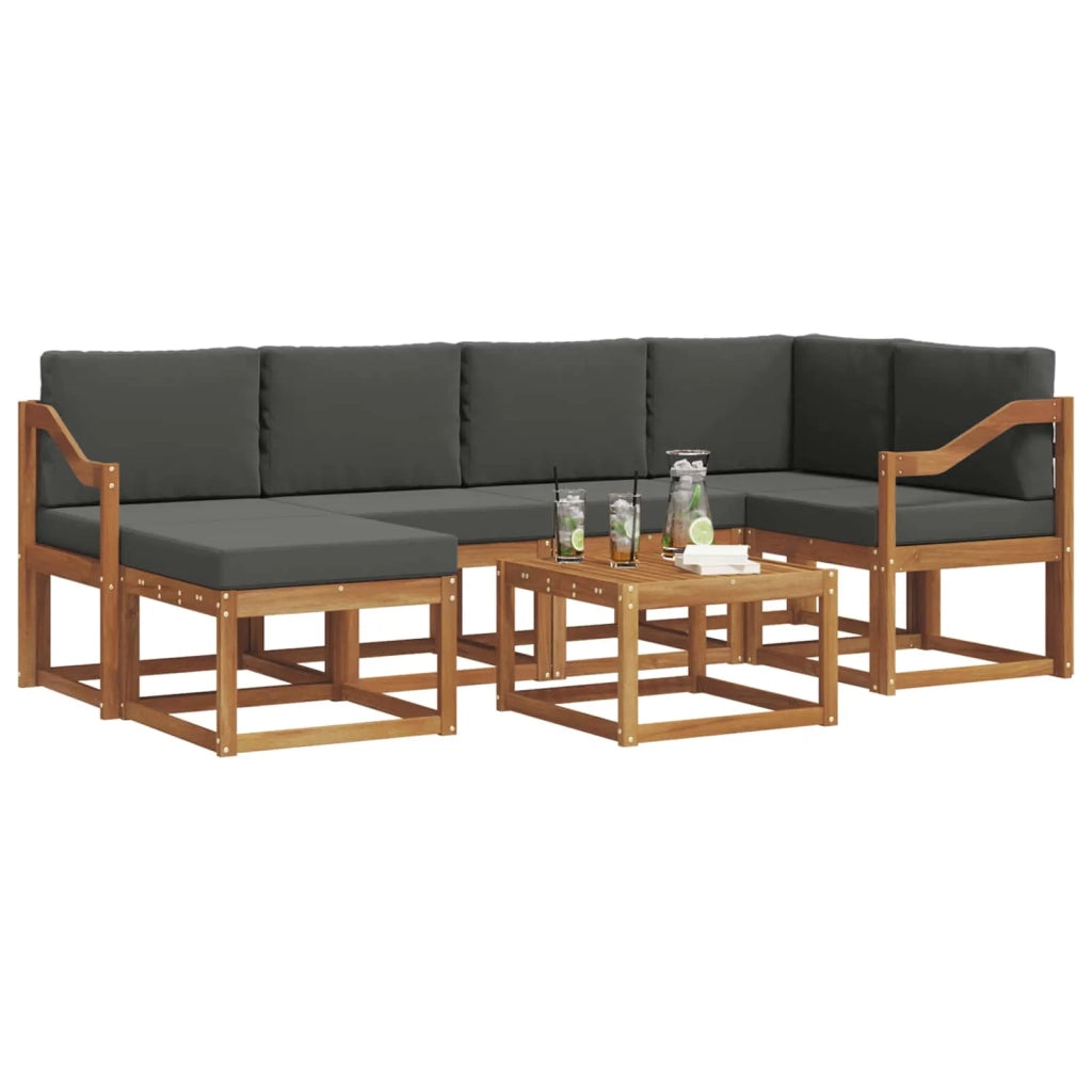 Set di divani da esterno con cuscino 7 pcs Naturale e Antracite