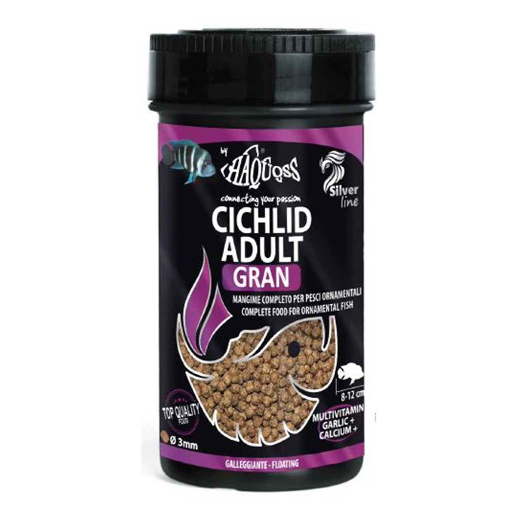 Haquoss Cichlid Adult Gran 250ml - Mangime in granuli per ciclidi adulti e di taglia grande