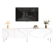 Mobile TV con 4 ante; push-to-open e passacavi - per soggiorno - 170 x 35 x 50 cm - bianco