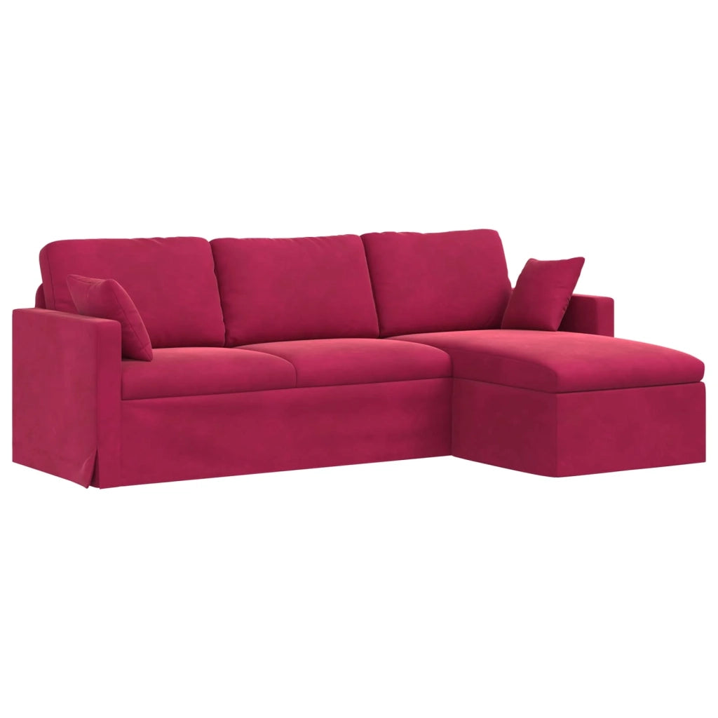Divano Rosso Vino 228 x 134 x 80 cm Velluto 42024472