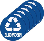 Etichette di riciclaggio per bidone della spazzatura - 12 pezzi - bianco su blu con simboli - tema di separazione dei rifiuti
