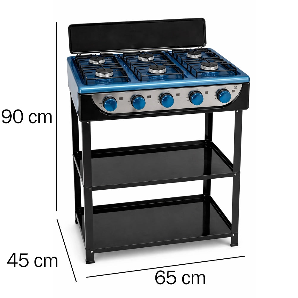 Cucina a Gas GPL 5 Fuochi da Esterno Cucinotto Portatile in Acciaio 65x45x90cm