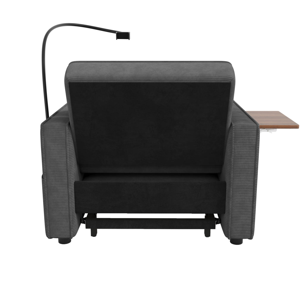 Divano letto monoposto reclinabile 177x70 cm in tessuto a coste grigio
