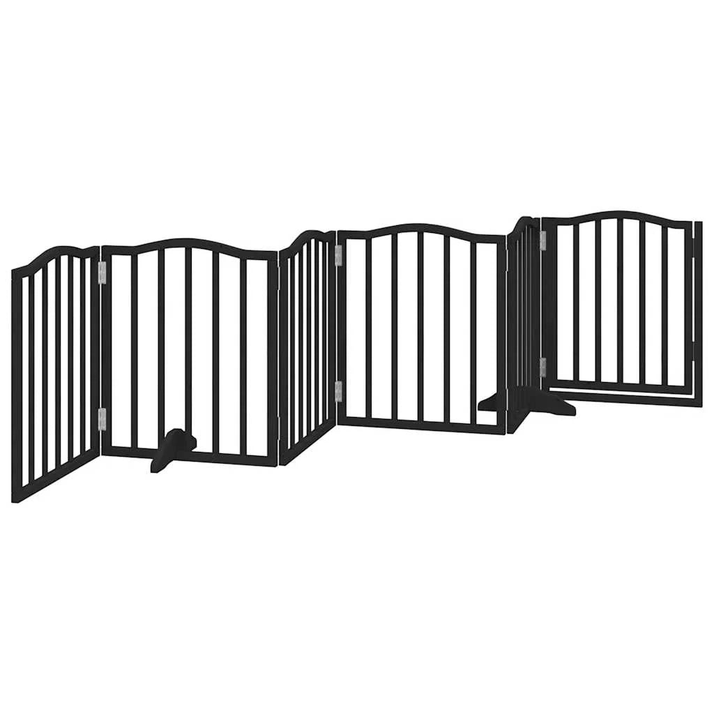 Cancelletto e porta di sicurezza per animali domestici 6 pannelli legno di pioppo nero 02_0023361