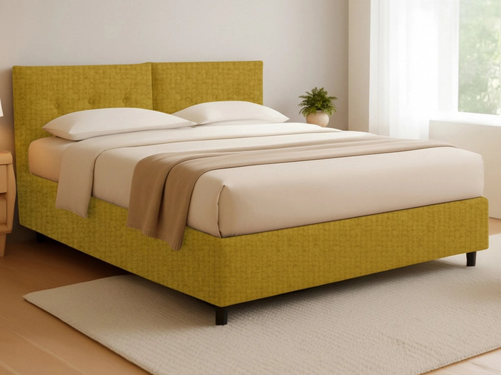 Bath, Letto Matrimoniale Sfoderabile Made in Italy, Giallo Ocra
