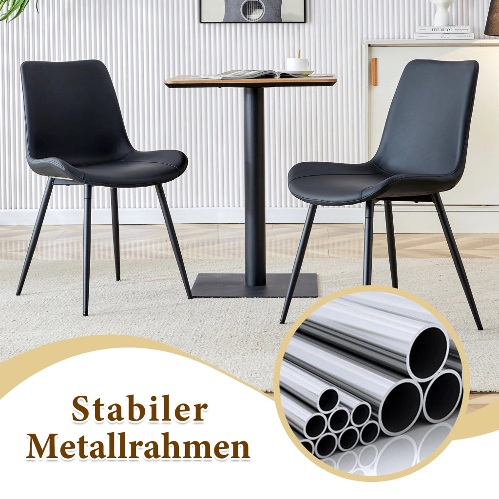 Tavolo da pranzo rotondo con 4 sedie in PU, piano in MDF con inserto in vetro e ripiano in vetro, nero marrone Ø 100 cm