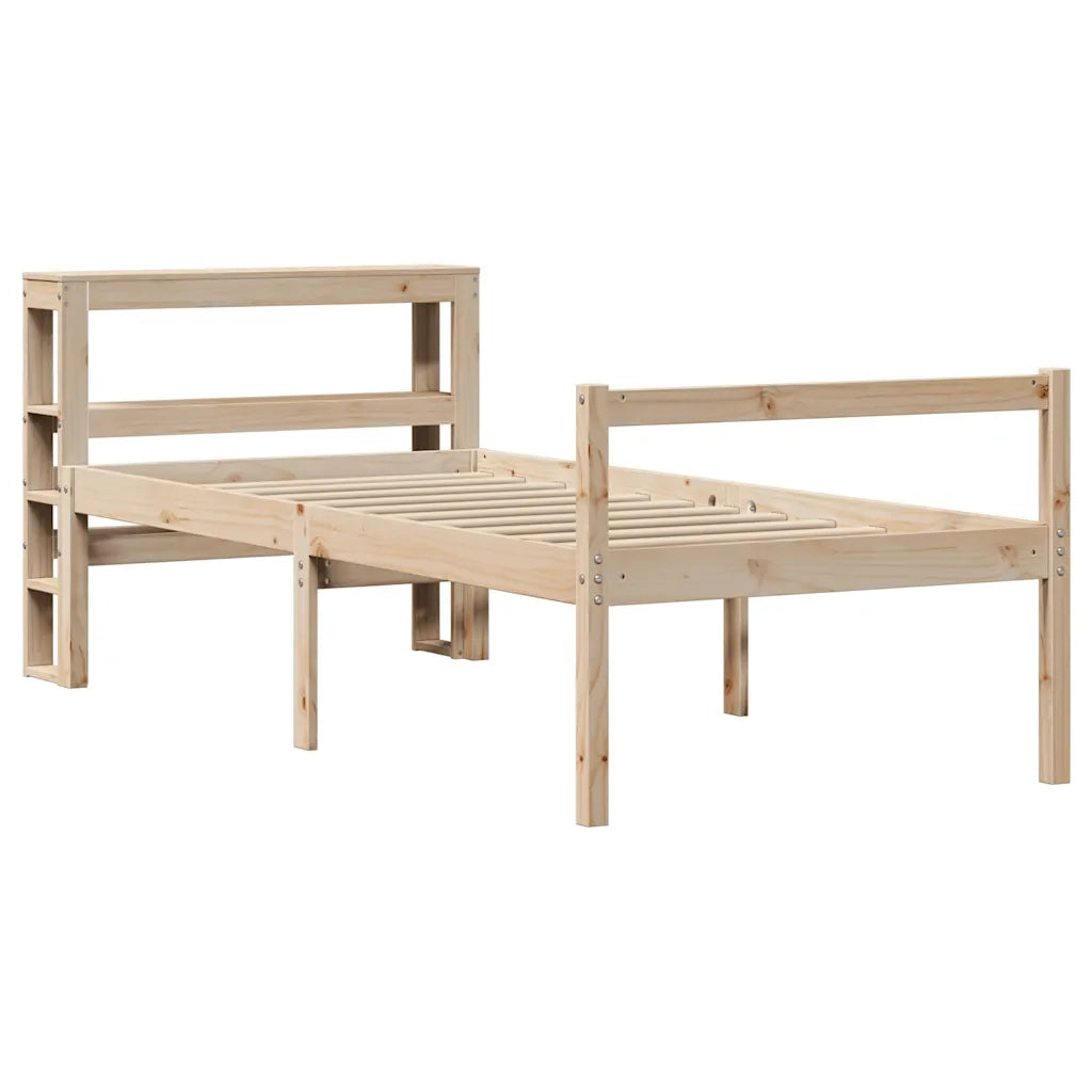 Letto per Anziani con Testiera 90x200 cm Legno Massello Pino