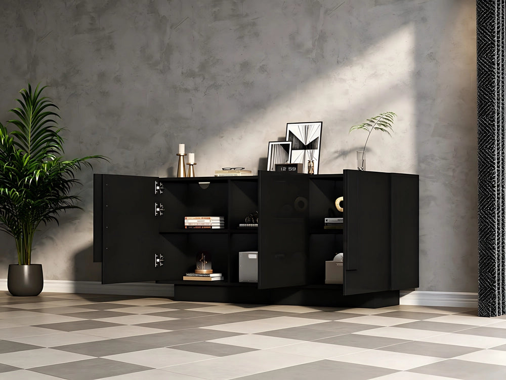 Credenza Soggiorno 3 Ante ¨C MINIMAL ¨C Nero, Truciolato, 160x60x35