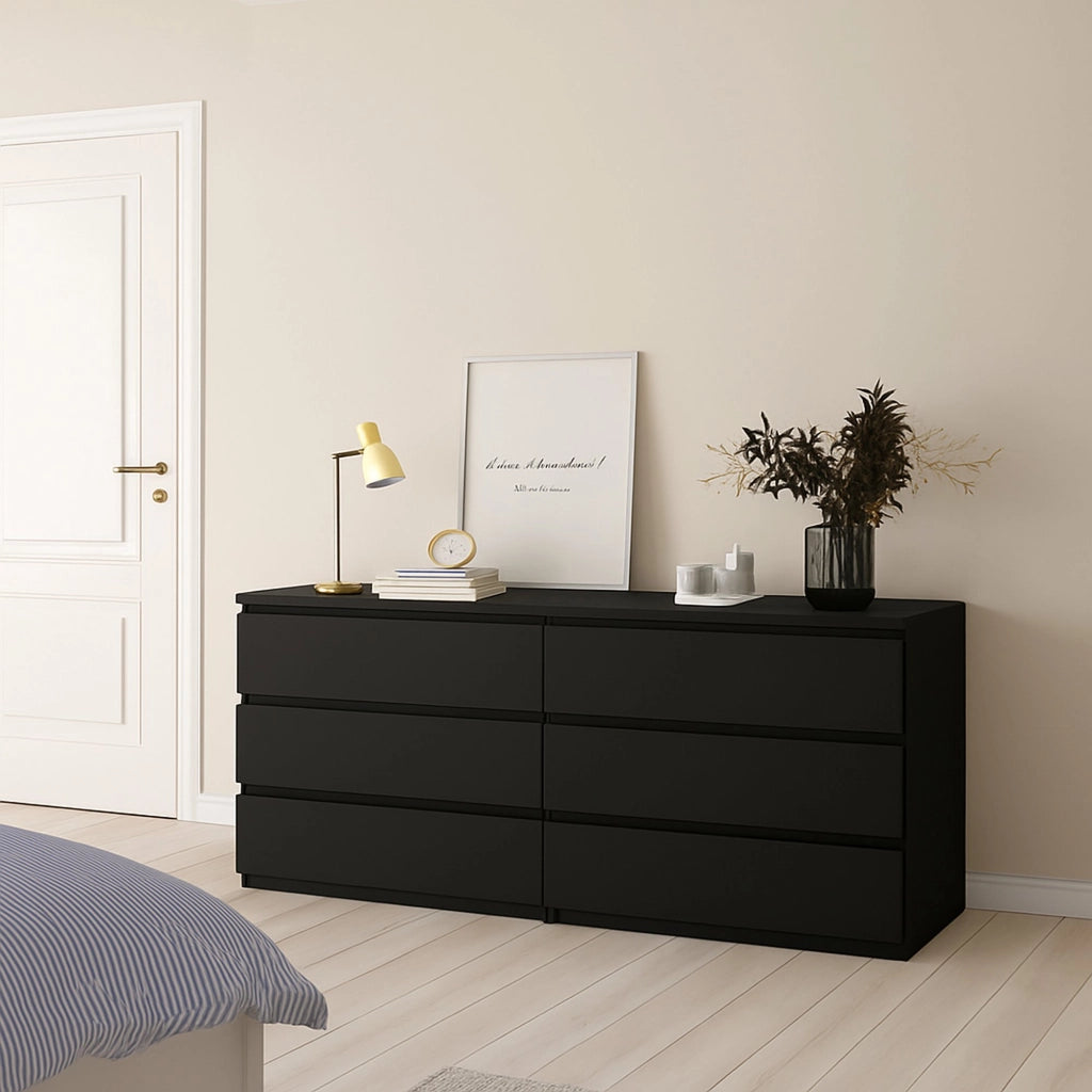 Credenza Joyce, Buffet da soggiorno, Madia da salotto, Dispensa da cucina, 154x50 h68 cm, Nero