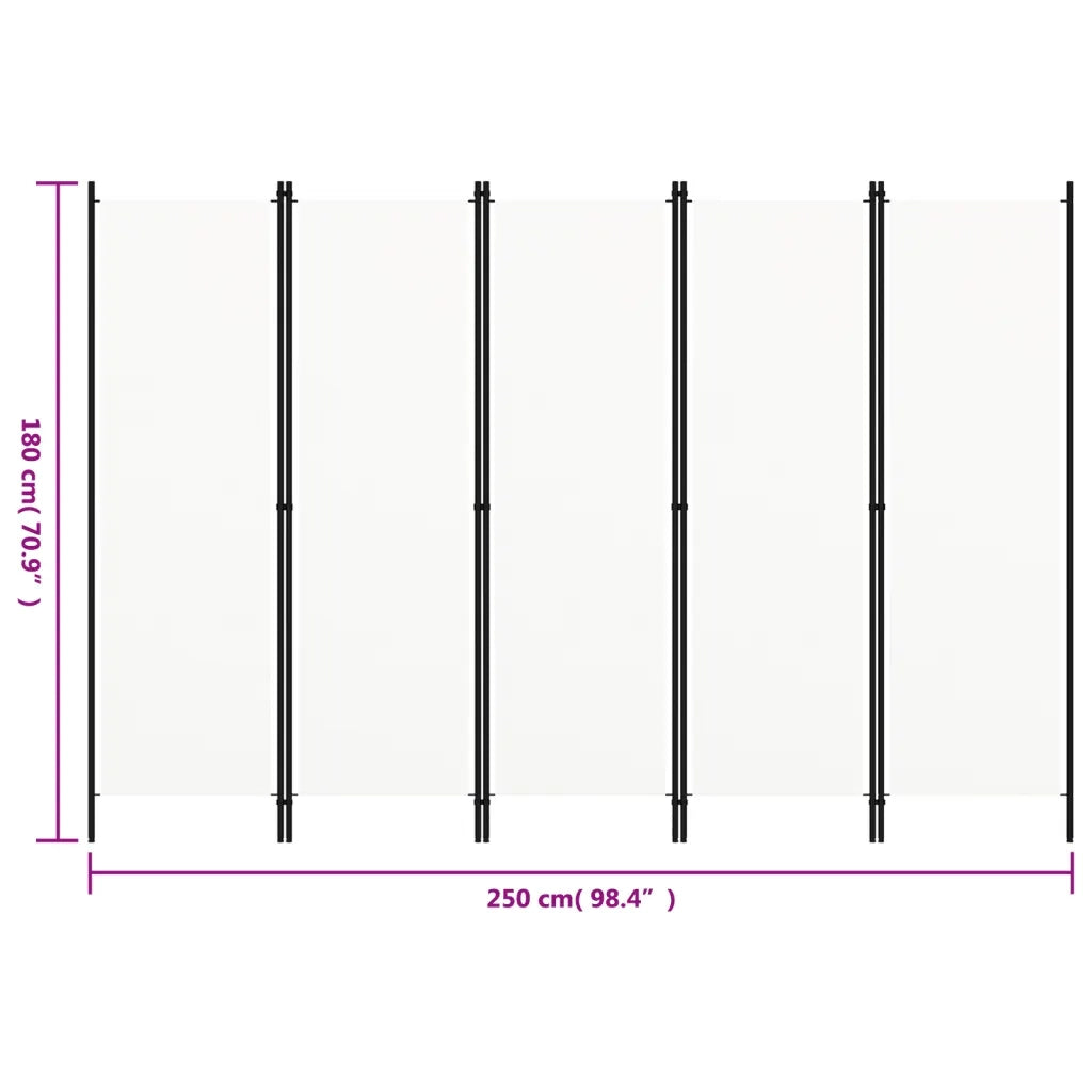 Paravento a 5 Pannelli Bianco 250x180 cm 320723