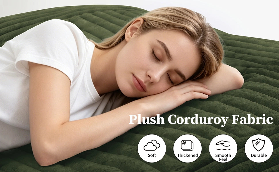 Poltrona Sacco Convertibile 3 in 1 in Corduroy Verde con Schiuma Memory, per Soggiorno e Camera