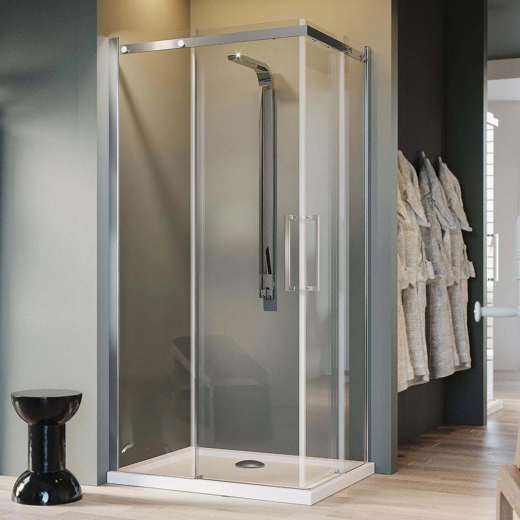 Box Doccia Rettangolare 80x110CM H200 Vetro Trasparente 8mm Sinistra con EasyClean mod. Prime Corner