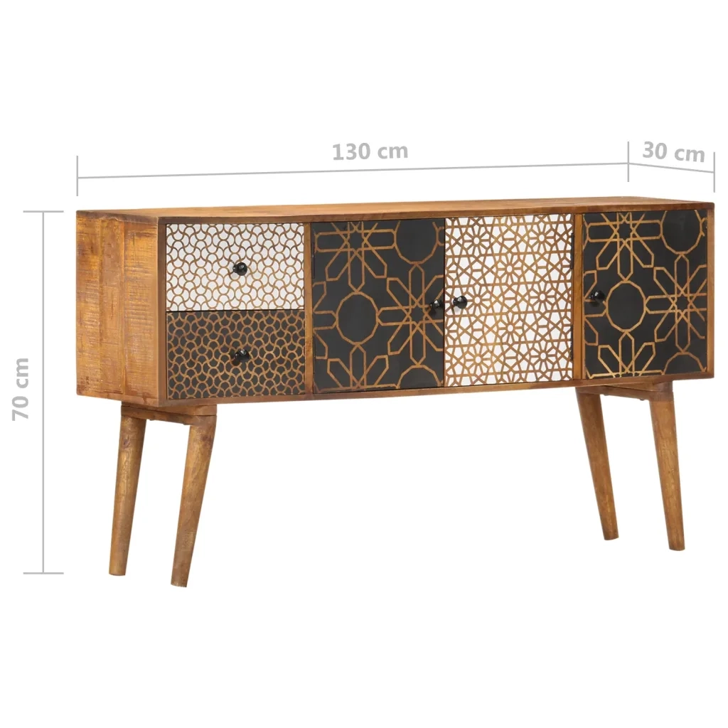 Credenza con Motivo-Buffet-Armadio da cucina Stampato 130x30x70 cm in Massello di Mango