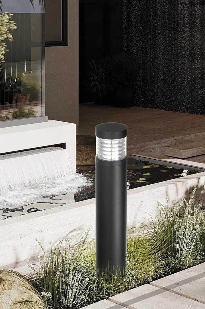 LARS Bollard Paletto LED da terra per esterno 15W 82° IP65 3000K Grigio 65cm - Rossini Illuminazione