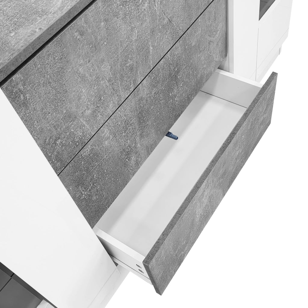Credenza moderna 140 x 35 x 75 cm con 2 ante, 3 cassetti e illuminazione LED RGB