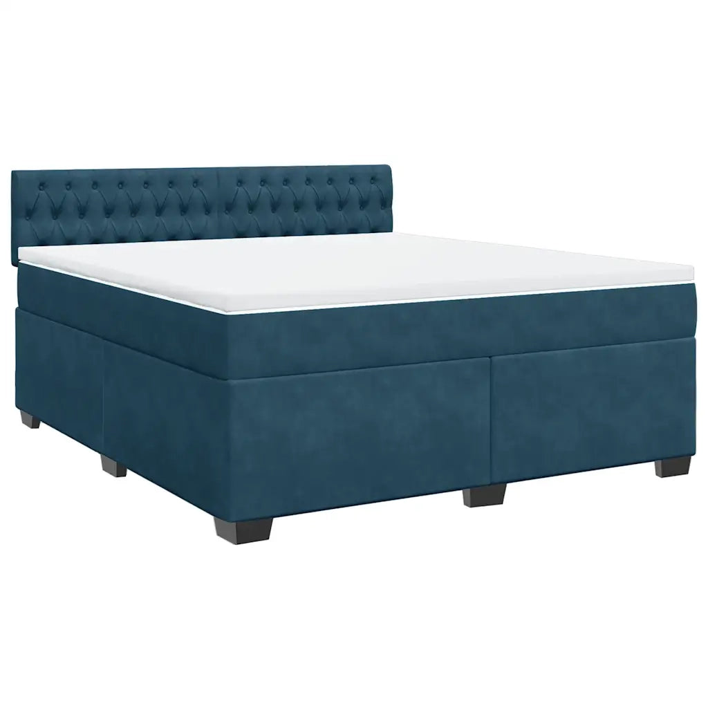 vidaXL Giroletto a Molle con Materasso Blu 180x200 cm in Velluto