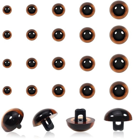 Occhi per Amigurumi 50 Stuks - Materiale: Kunststof - Dimensioni: 9/10/12/13,5/15 mm - Per Amigurumi/Poppe - Resistenti e Sicuri - Facili da Infilarci - Occhi per Poppe