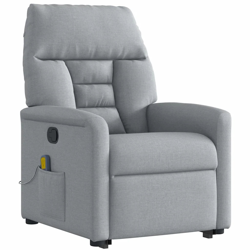 Poltrona Alzapersona Massaggi Reclinabile Grigio Chiaro Tessuto