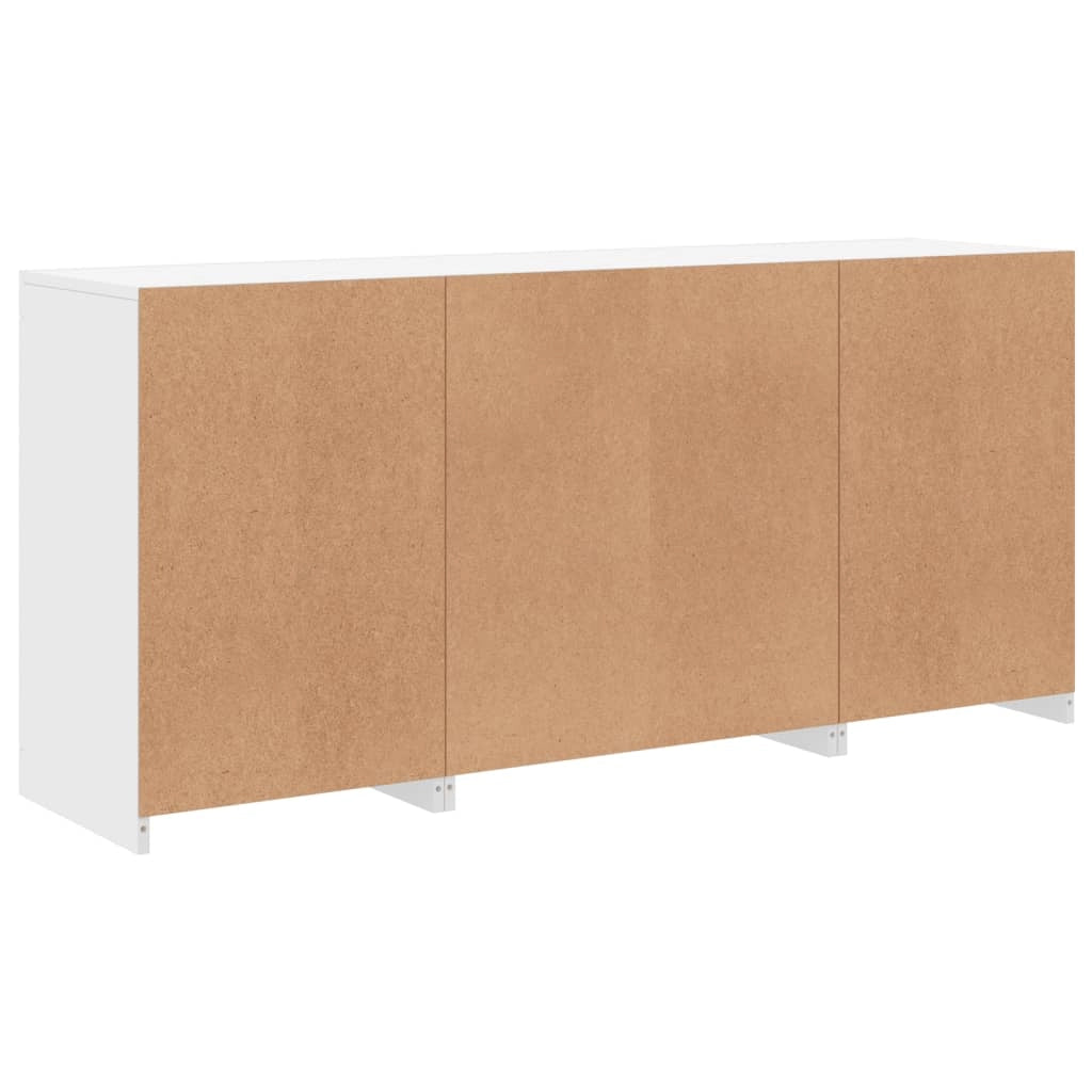 Buffet credenza cassettiera mobiletto mobile contenitore organizer per cucina soggiorno salotto con luci LED 142,5 x 37 x 67 cm bianco 02_0029828
