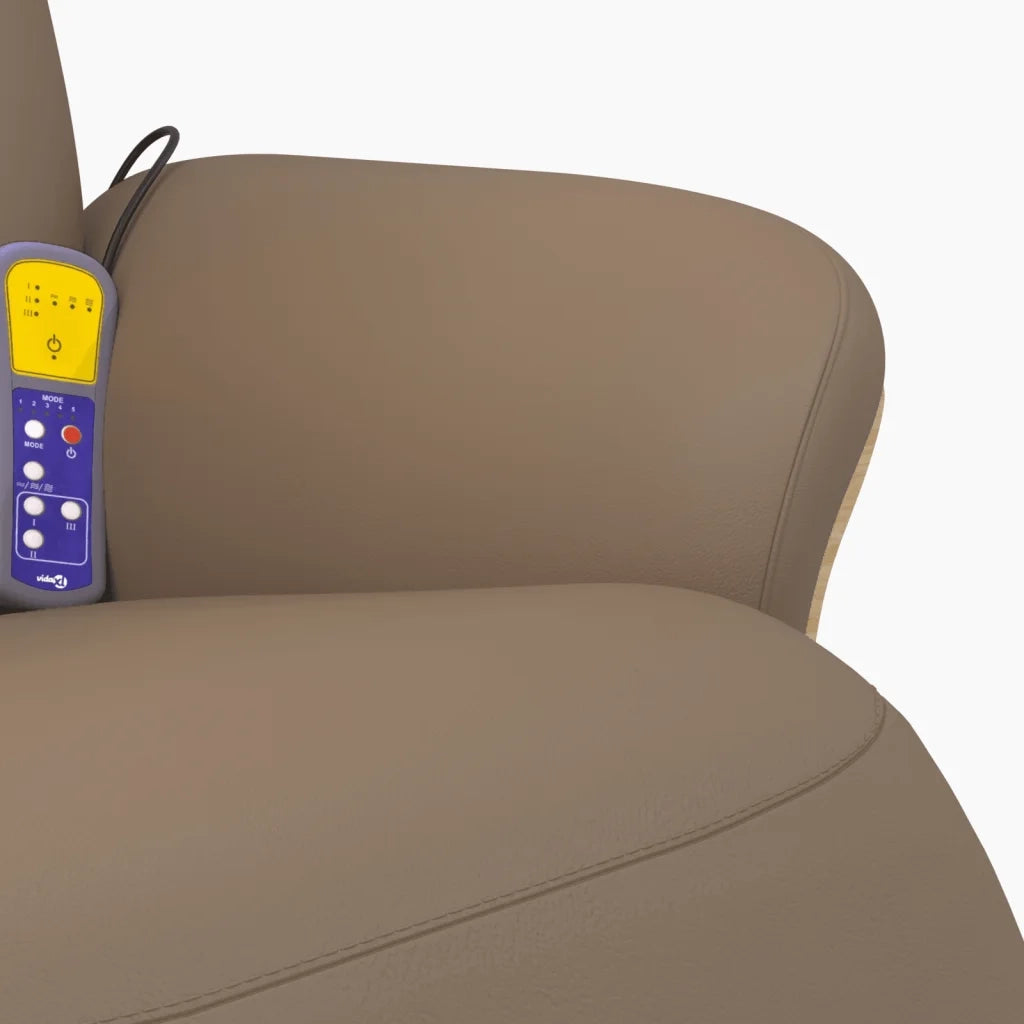 Divano Sedia-Poltrona Reclinabile Massaggi Poggiapiedi Cappuccino Similpelle 411627