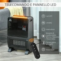 Stufa Elettrica 2in1 con Umidificatore, Luce LED 3 Colori, Timer e Telecomando, 33x21x49.5 cm, Nero