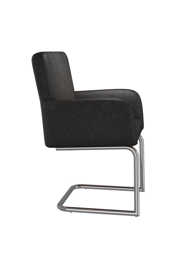 Set da 4 sedie da pranzo moderne in PU nero con gambe in metallo a Z