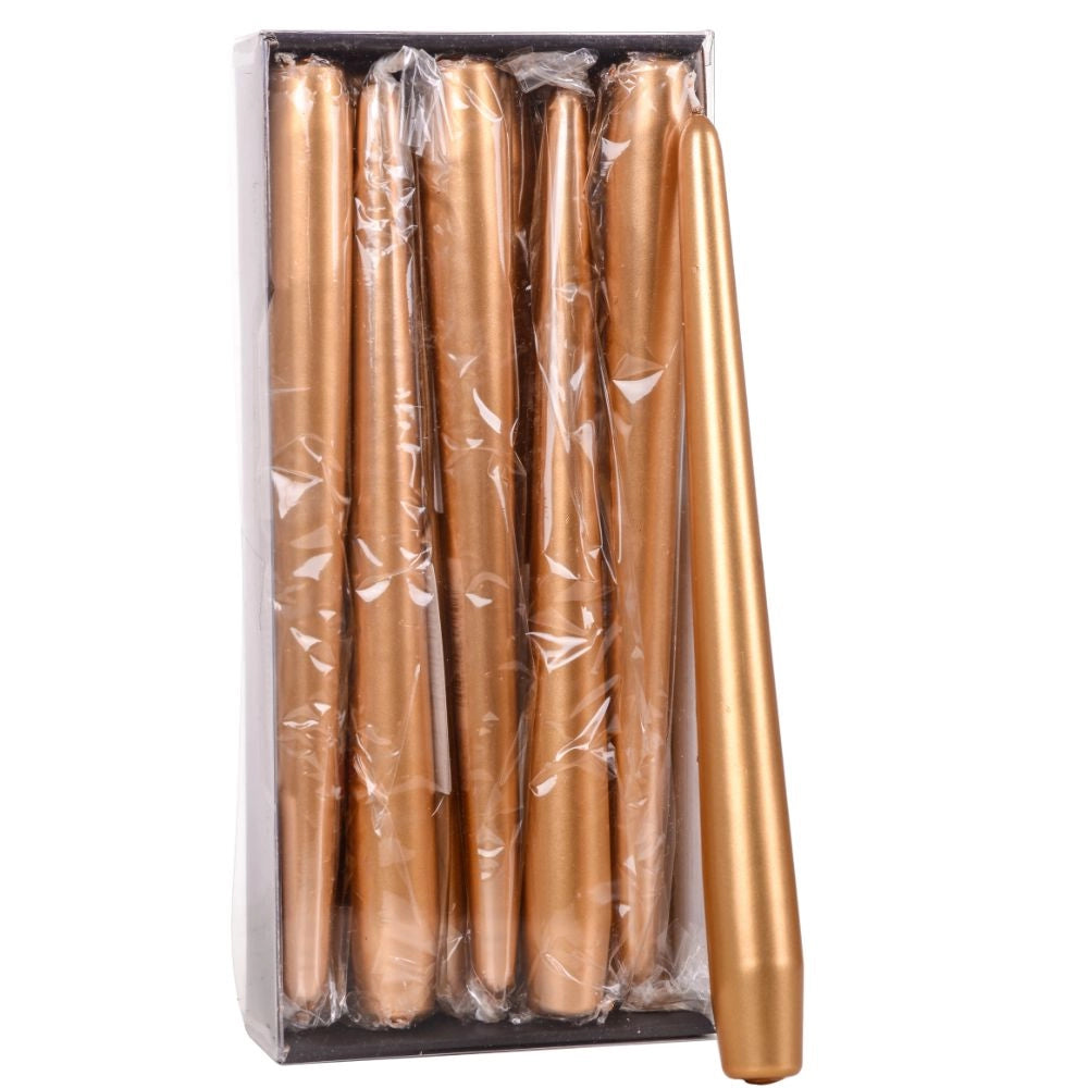Set 12 Candele Decorative Coniche 8 Ore in Cera Rame