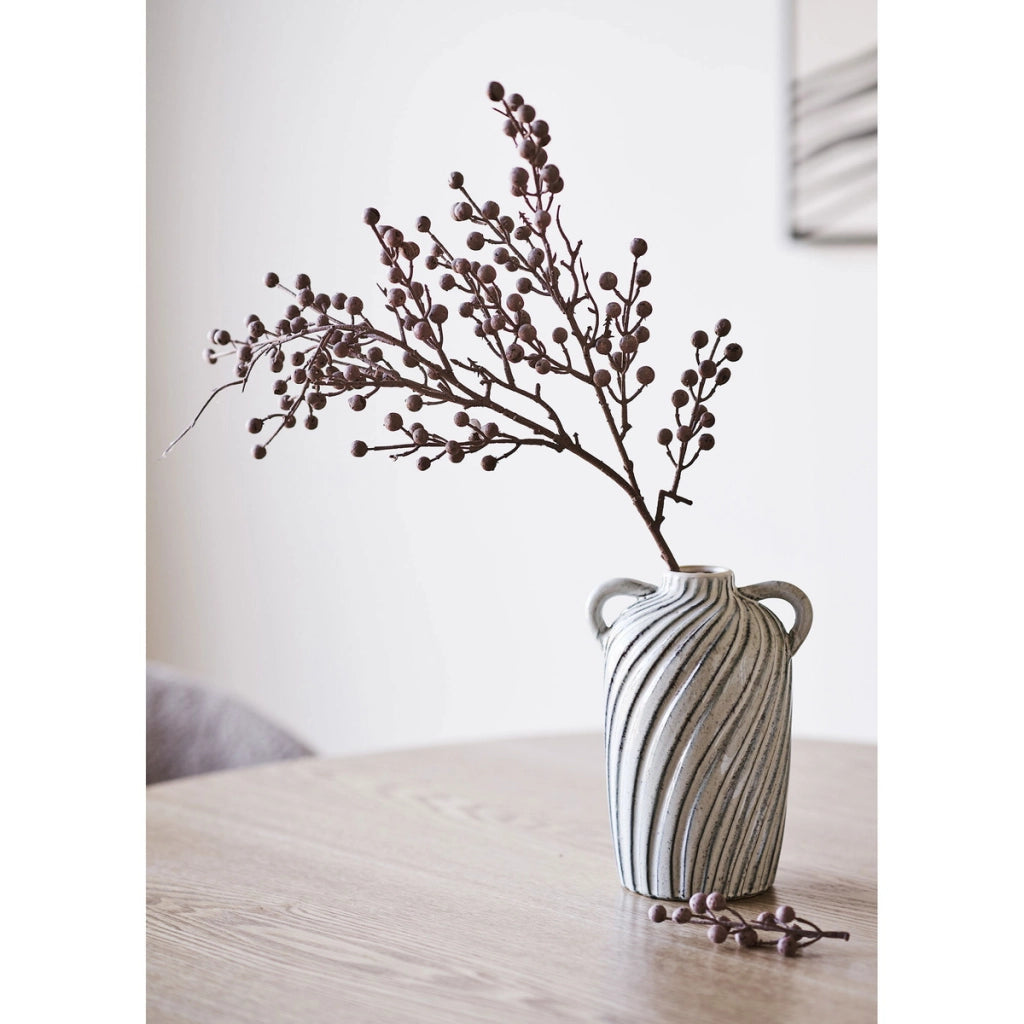 Vaso Decorativo HN8, Grigio, Ceramica, 14x15,5x22 cm